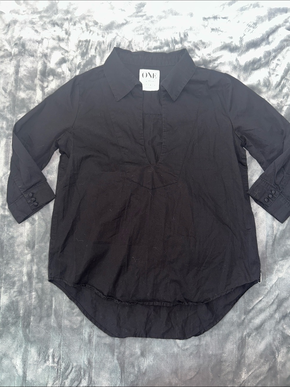 ONE Black Collared Blouse